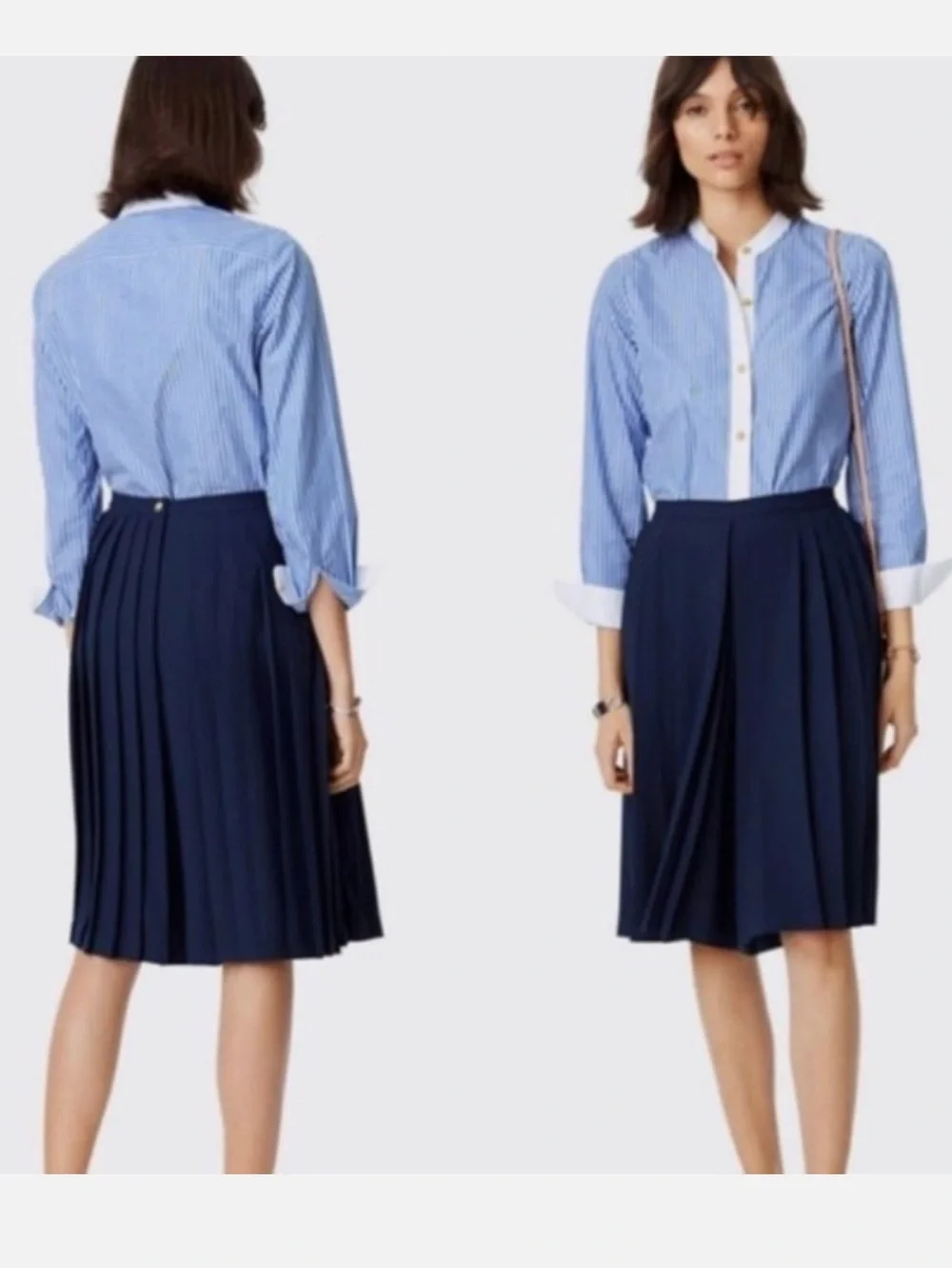 New Tory Burch Faye Pleated Culottes Signature Navy Size 10 Crepe de Chin $298